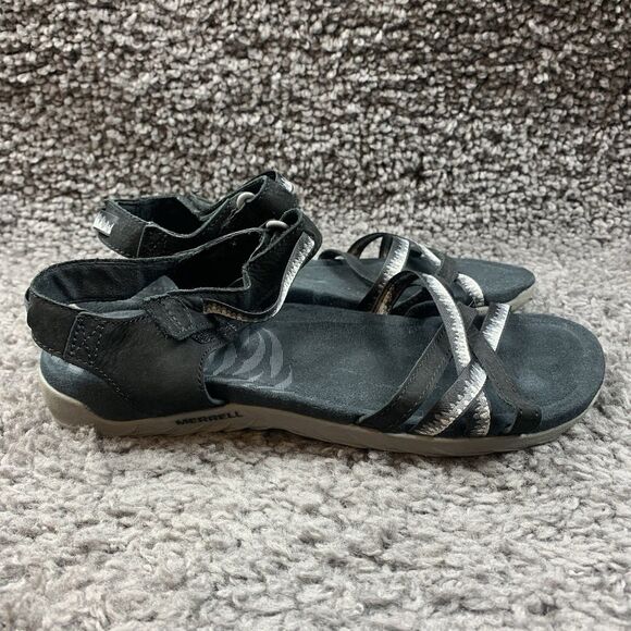 Merrell Terran 3 Cush Lattice Womens Size 8 Black Beach Outdoor Strappy Sandals - Picture 4 of 8